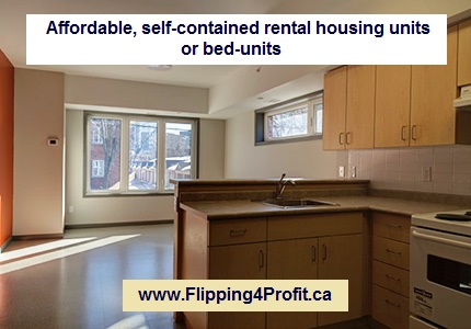 Conversion non-residential properties into affordable, self-contained rental housing units or bed-units